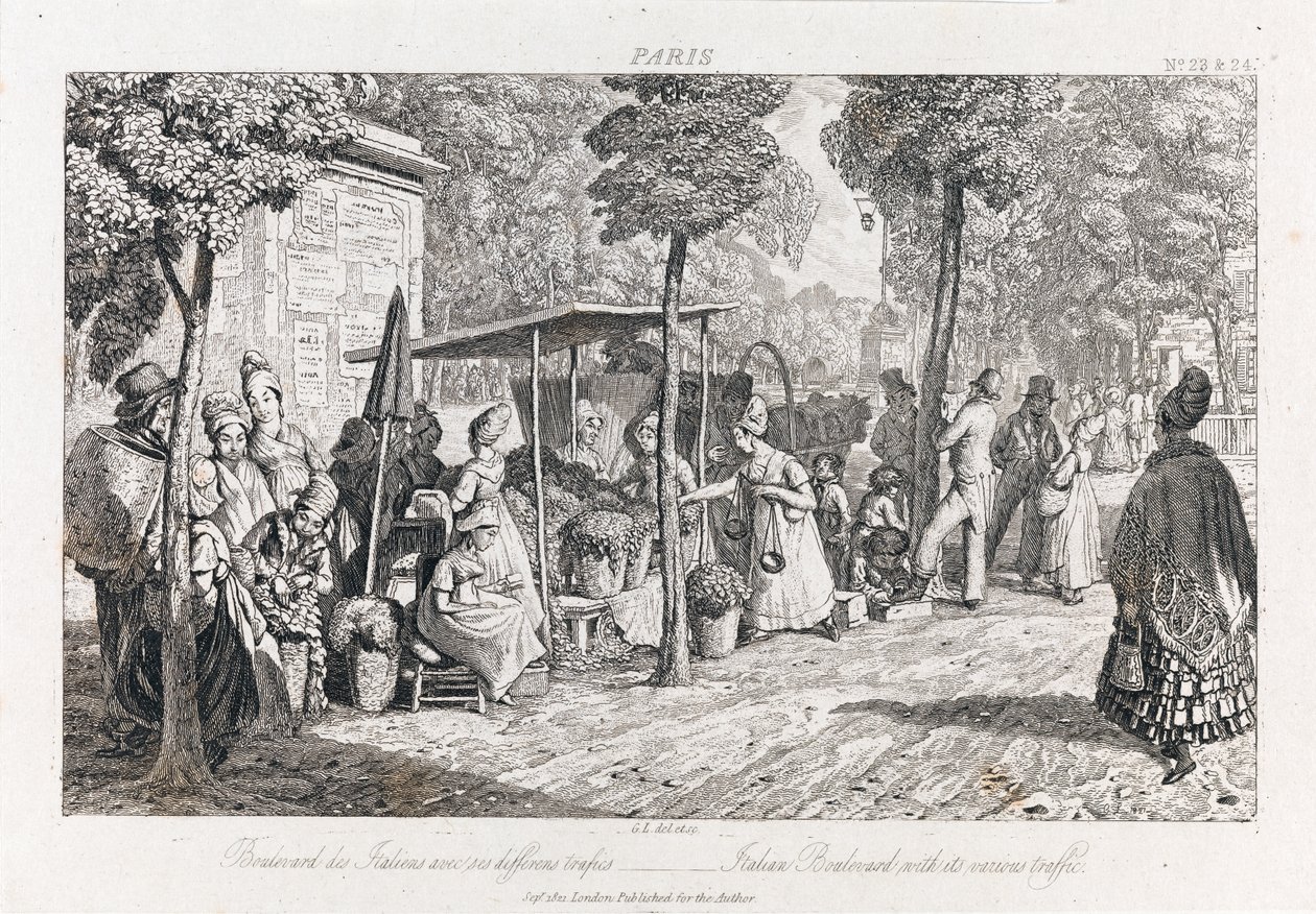 Boulevard Des Italiens, n. 1821 (etsaus) tekijältä George Robert Lewis