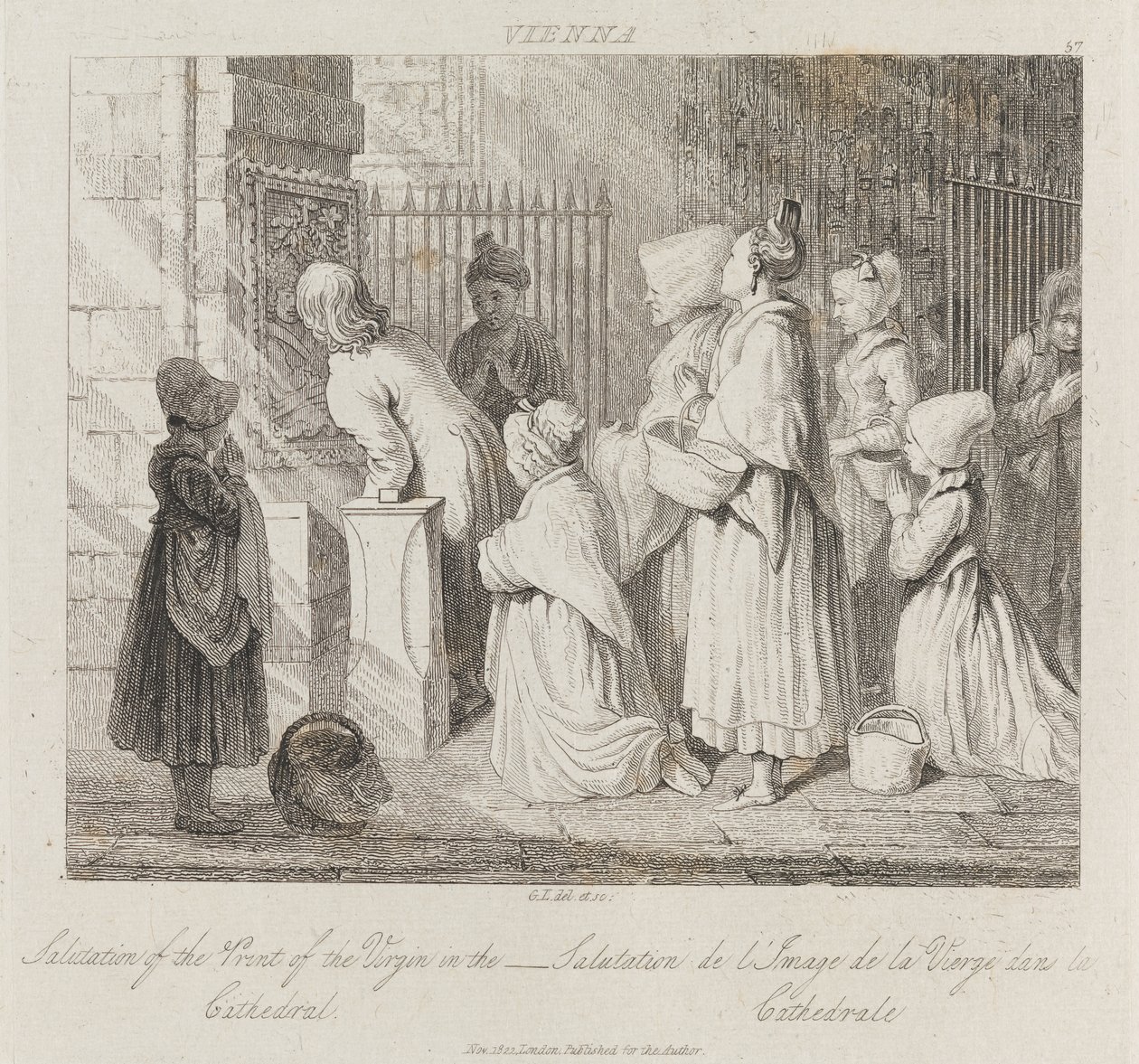 Tervehdys neitsyt, Wien, n. 1821 (etsaus) tekijältä George Robert Lewis