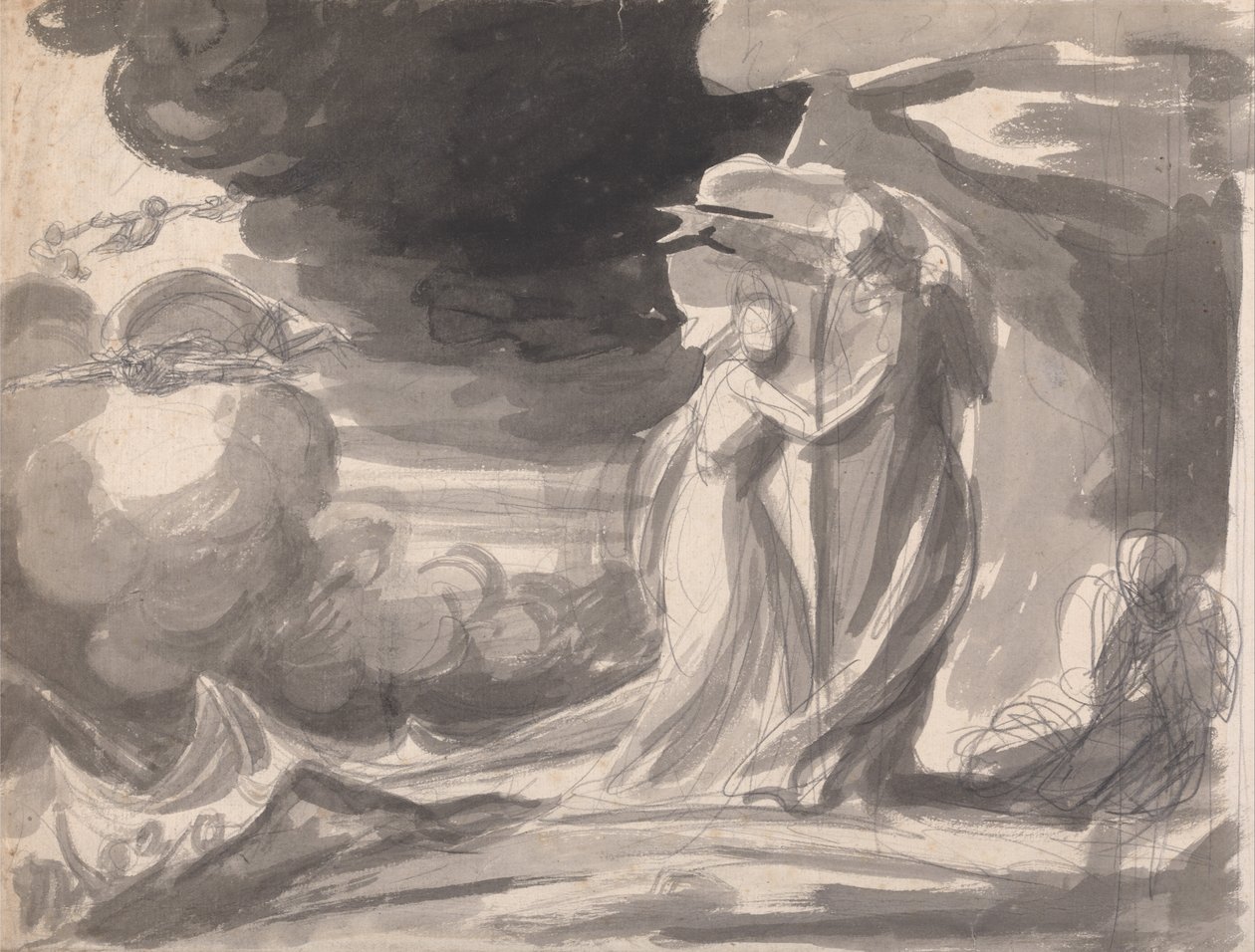 Miranda, Prospero ja Caliban: Myrsky tekijältä George Romney
