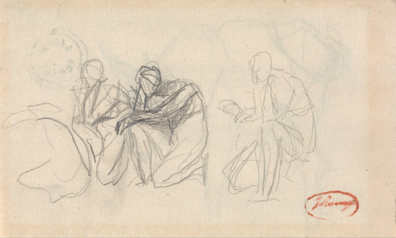Kolme polvistuvaa hahmoa tekijältä George Romney