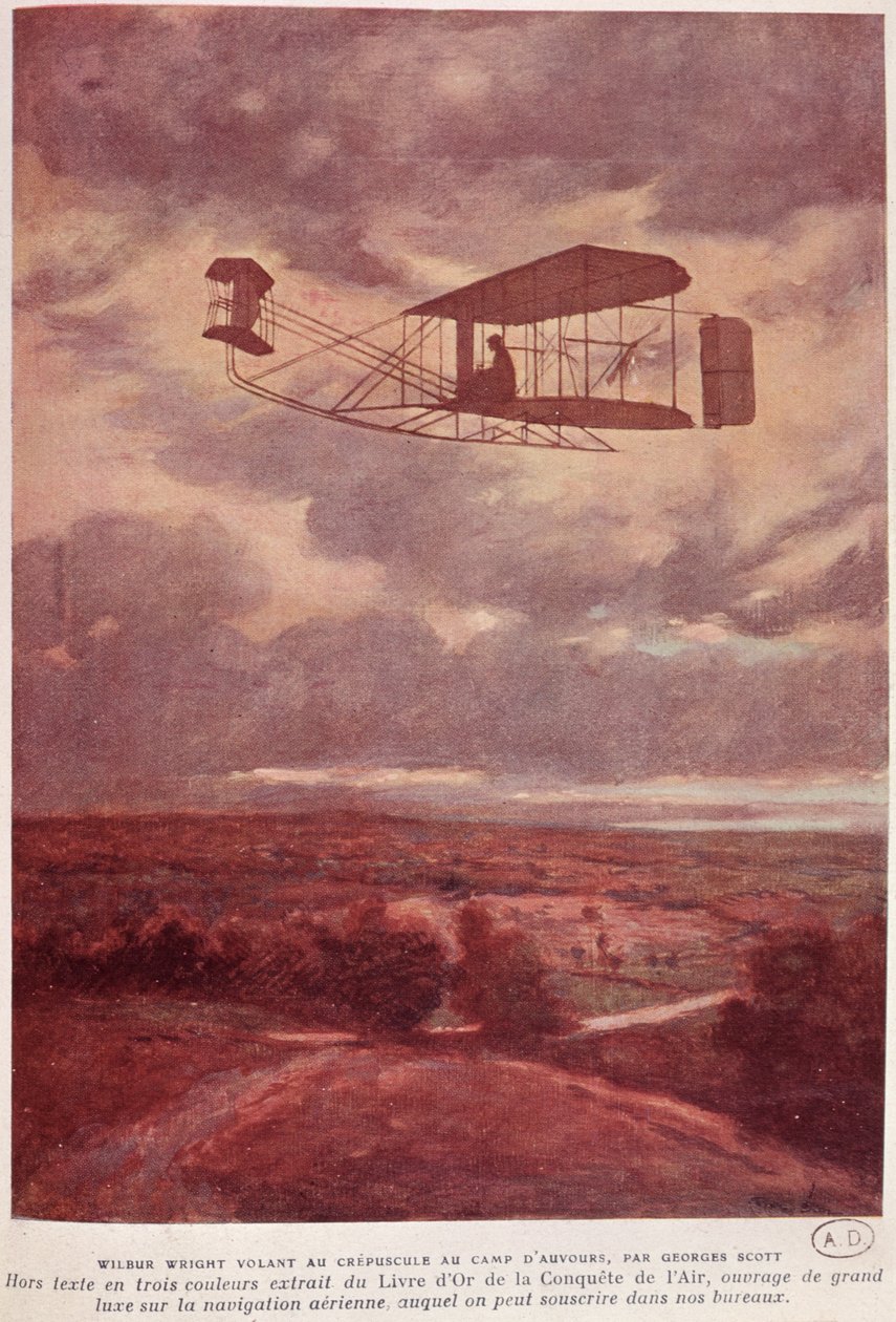 Wilbur Wright (1867-1912) ennätyksellisen yölentonsa aikana Camp d