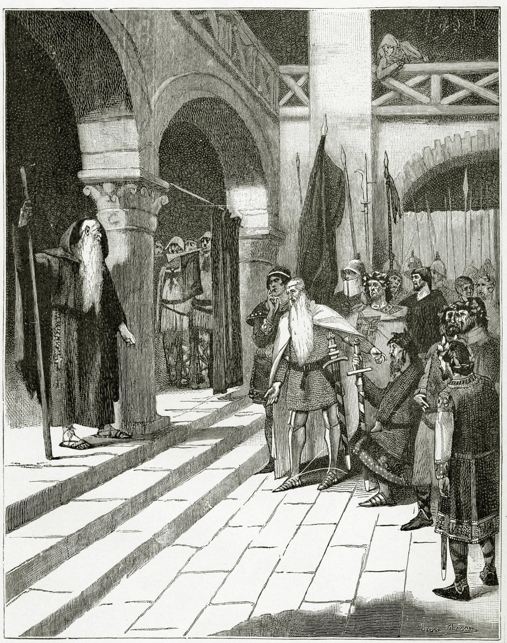 Les Burgraves, 1800-luku (bw-kaiverrus) tekijältä Georges Marie Rochegrosse