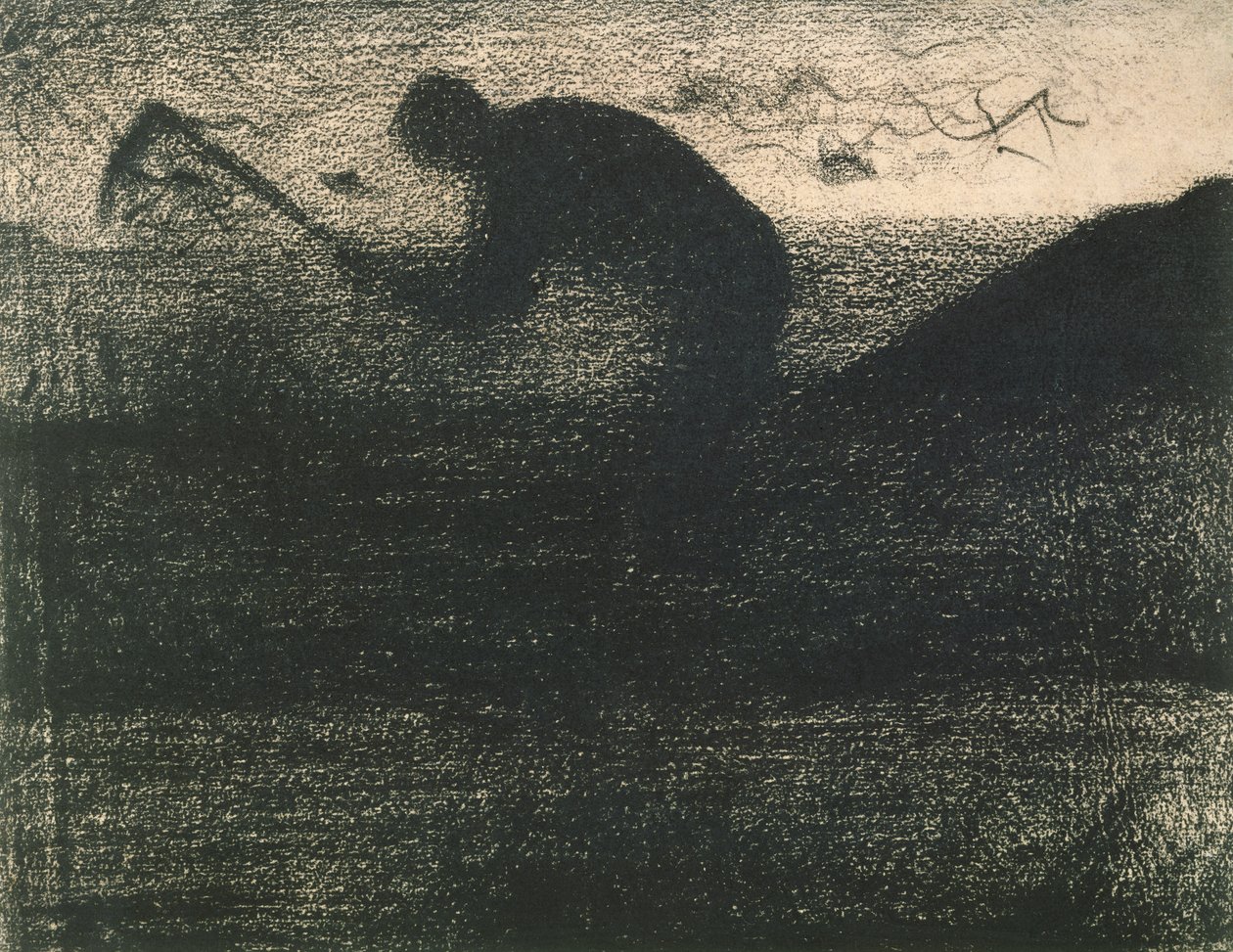 Mies ja poimi, n. 1883 (Crayon conte) tekijältä Georges Seurat
