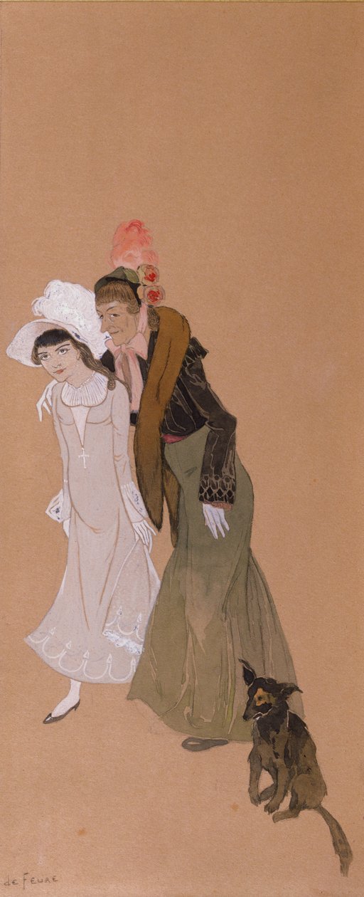 Rouva Alvarez ja hänen tyttärentyttärensä Gigi, 1943. tekijältä Georges de Feure