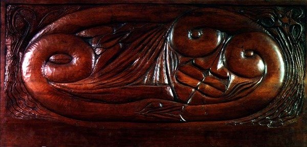 Existence, puinen sänkypaneeli, n.1894 (puu) tekijältä Georges Lacombe