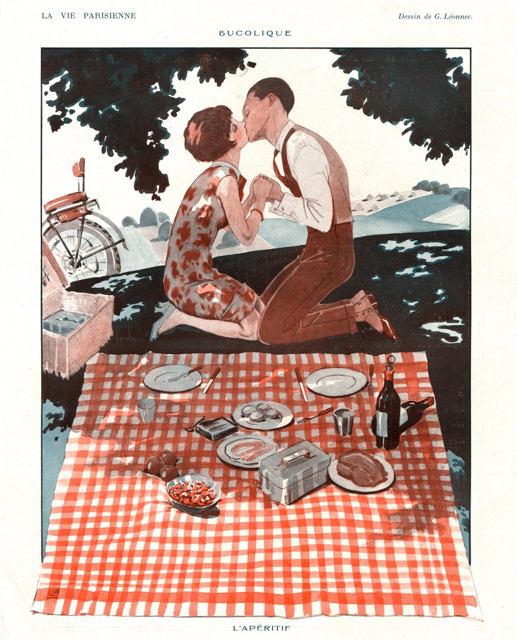 "Bucolic", kuvitus "La Vie Parisiennen" tekijältä Georges Leonnec