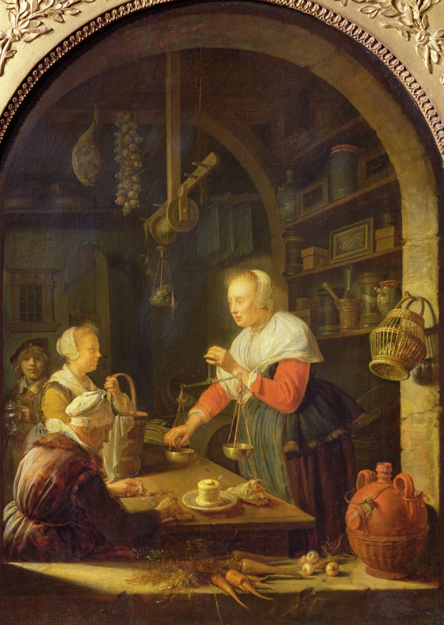 Kyläkauppa, 1647 tekijältä Gerrit Dou