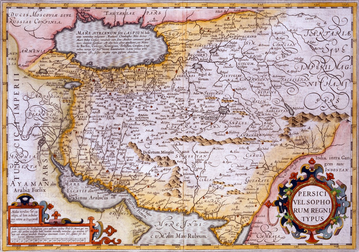 Persian kartta, 1638 (käsinvärinen kaiverrus) tekijältä Gerardus Mercator