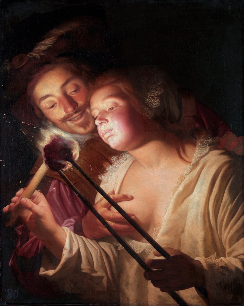 Sotilas ja tyttö tekijältä Gerrit van Honthorst