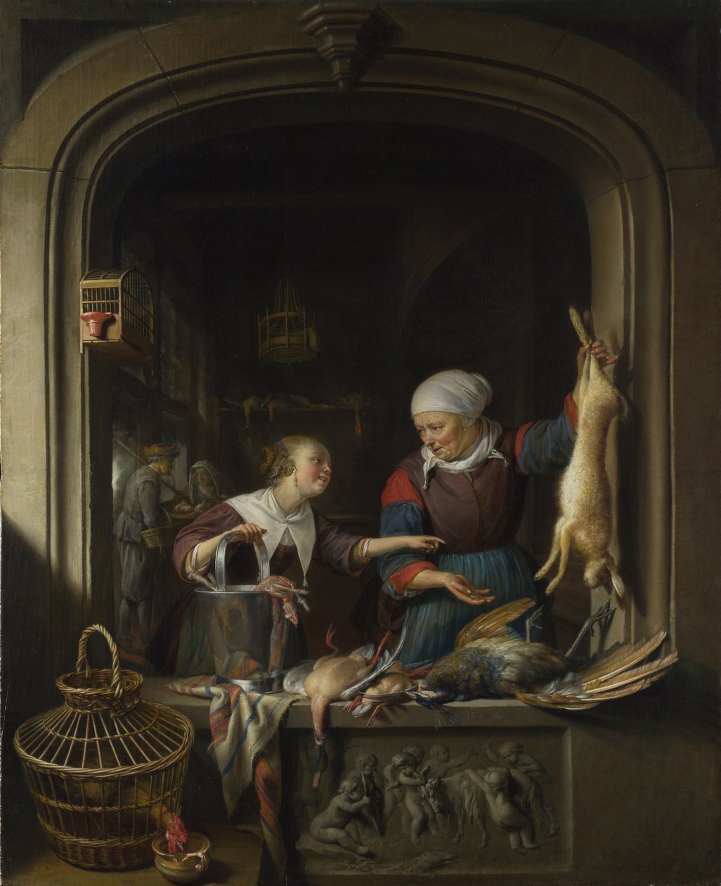 Poulterers Shop, c. 1670 tekijältä Gerrit Dou