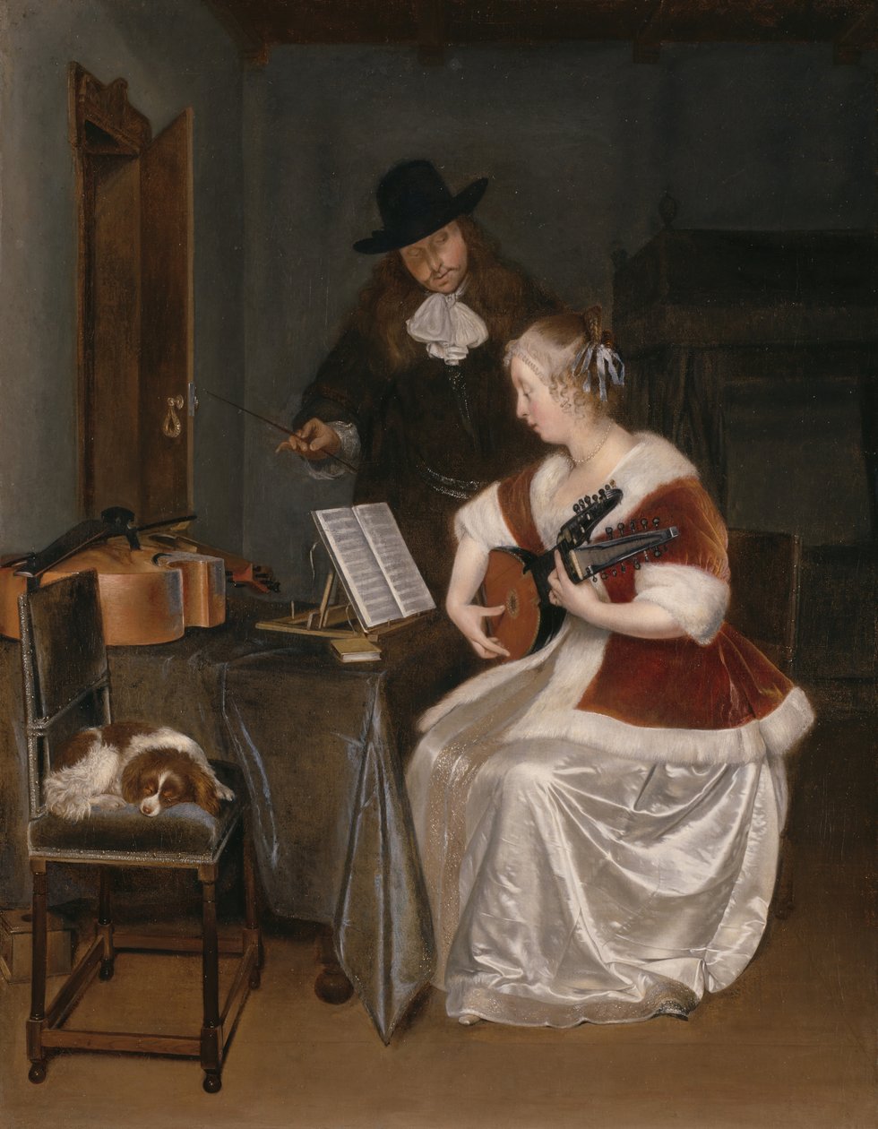 Musiikkitunti, c. 1670. tekijältä Gerard Terborch II