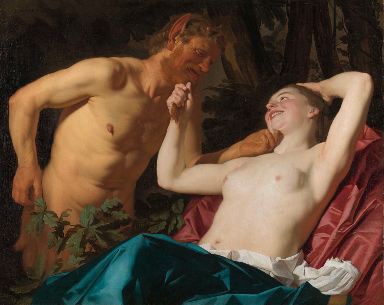 Satyyri ja nymfi tekijältä Gerard van Honthorst