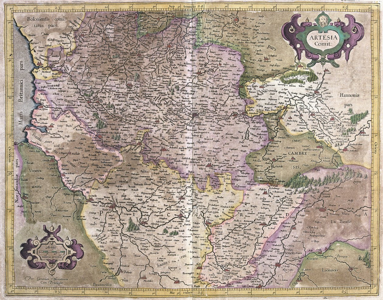 Artois, Ranska (kaiverrus tekijältä Gerardus Mercator