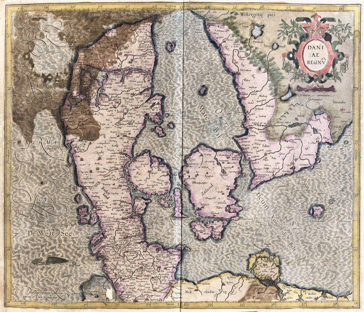 Tanska (kaiverrus tekijältä Gerardus Mercator