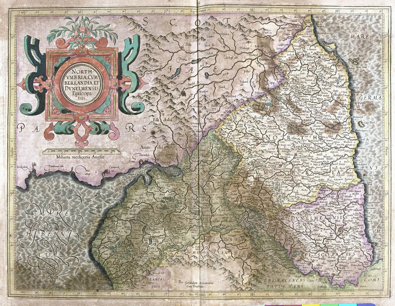 Englanti ja Skotlanti (kaiverrus tekijältä Gerardus Mercator