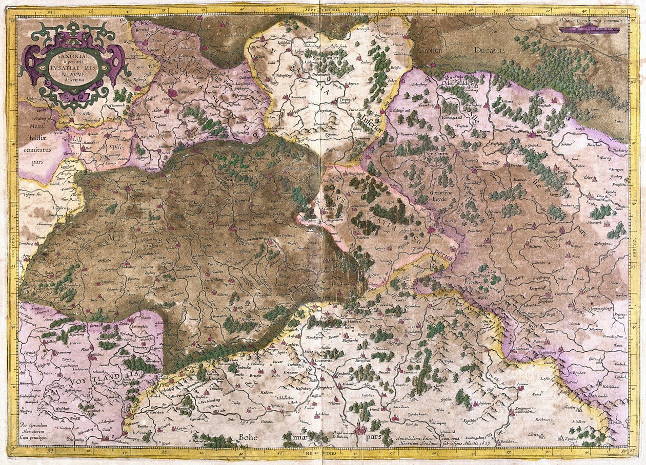 Saksa, Tšekkoslovakia ja Puola (kaiverrus tekijältä Gerardus Mercator