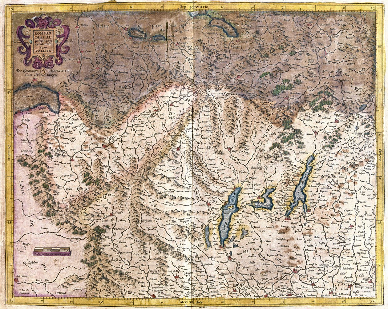 Pohjois-Italia (kaiverrus tekijältä Gerardus Mercator