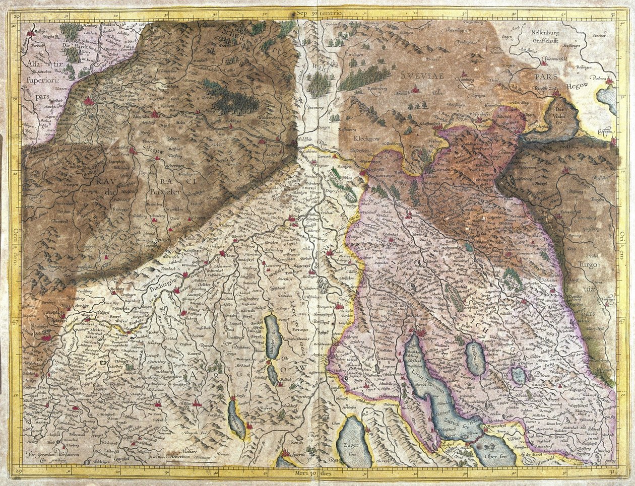 Sveitsi (kaiverrus tekijältä Gerardus Mercator