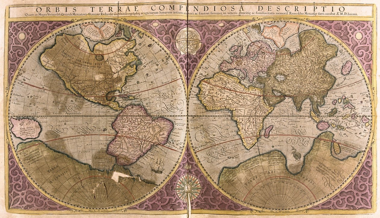 Maapallo (kaiverrus tekijältä Gerardus Mercator