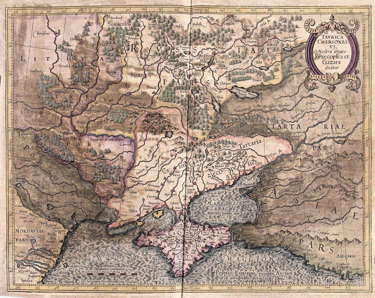 Ukraina ja Krim (kaiverrus tekijältä Gerardus Mercator