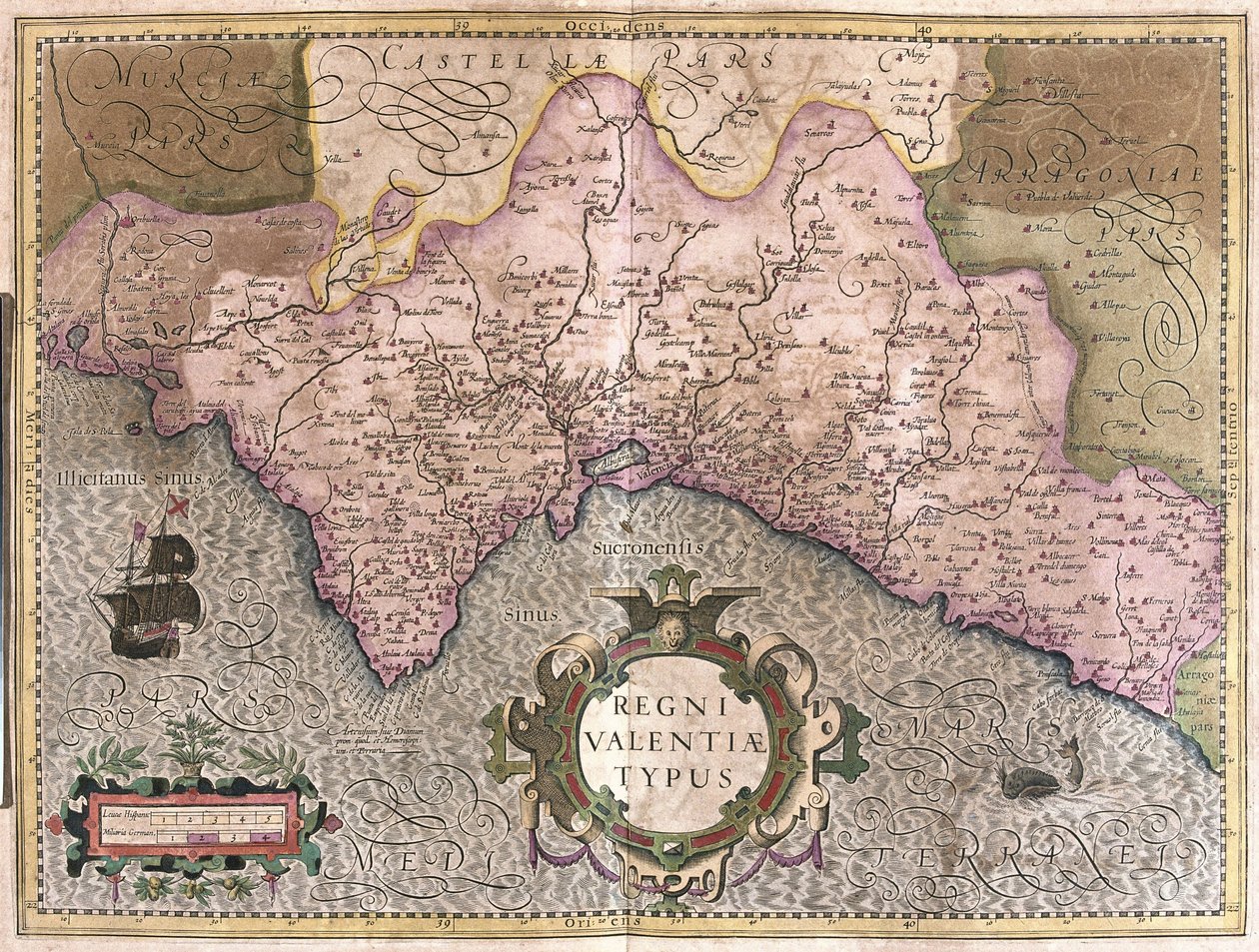 Valencia, Espanja (kaiverrus tekijältä Gerardus Mercator