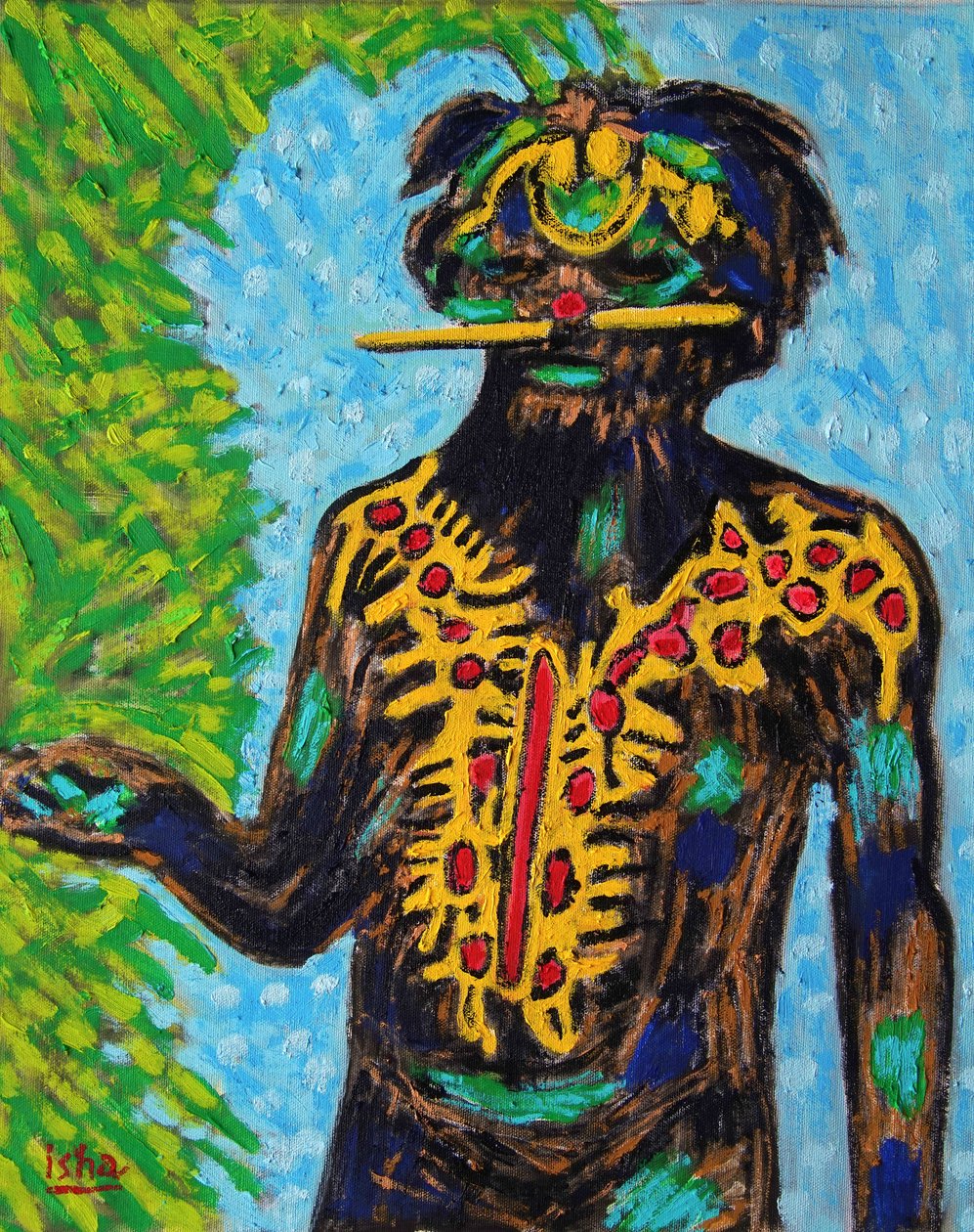 Aboriginaalien shamaani, 2020 (öljy kankaalle) tekijältä Gerhardt Isringhaus
