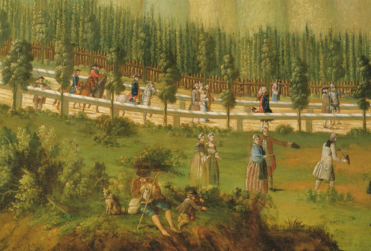 Frederick Suuri hevosen selässä Maulbeeralleessa, lähellä Sanssoucia, 1770 tekijältä German School
