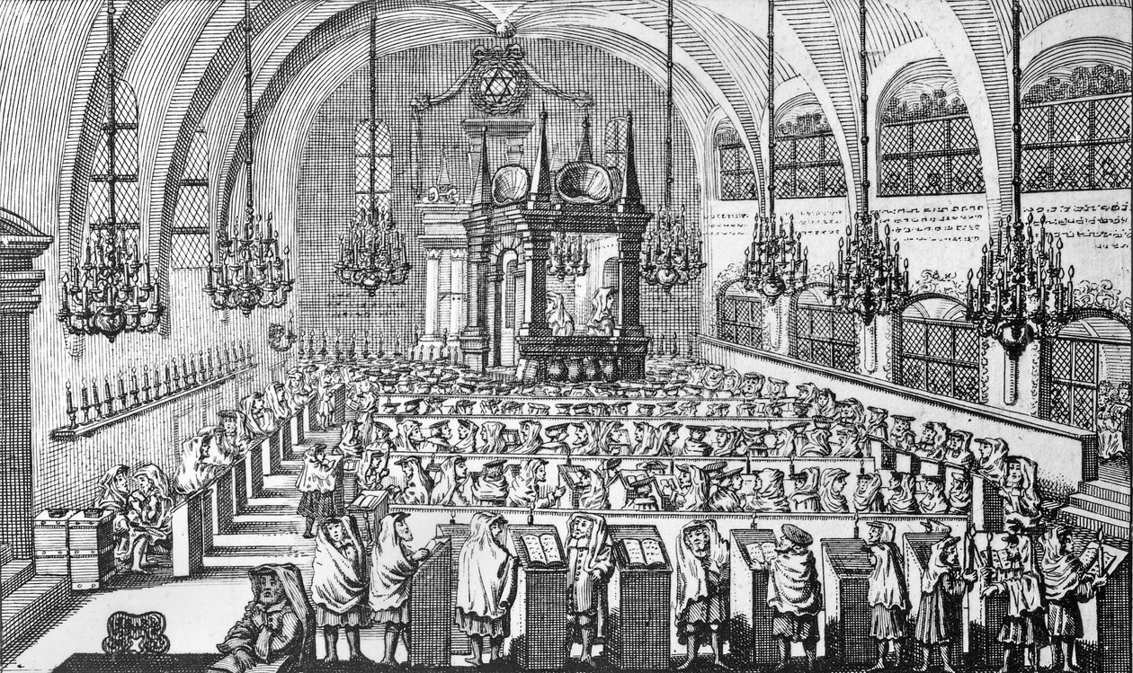 Kokoontuminen synagogassa, 1705 tekijältä German School