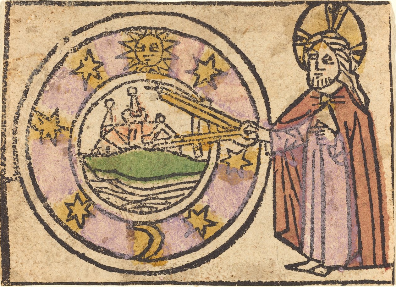 Kristus mittaa maapalloa tekijältä German 15th Century