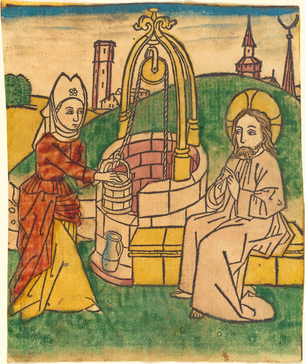 Kristus ja Samarian nainen tekijältä German 15th Century