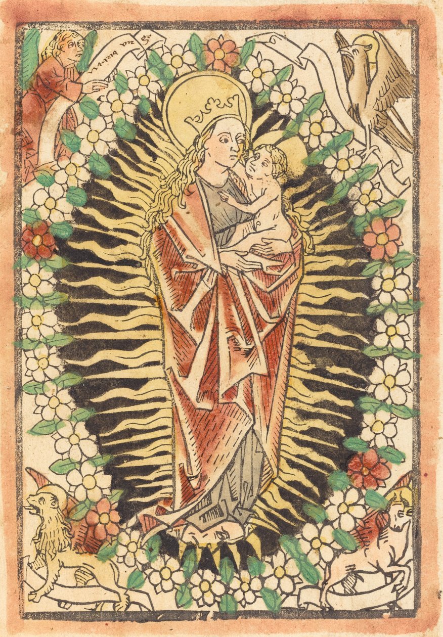 Madonna ja lapsi ruusukorissa tekijältä German 15th Century