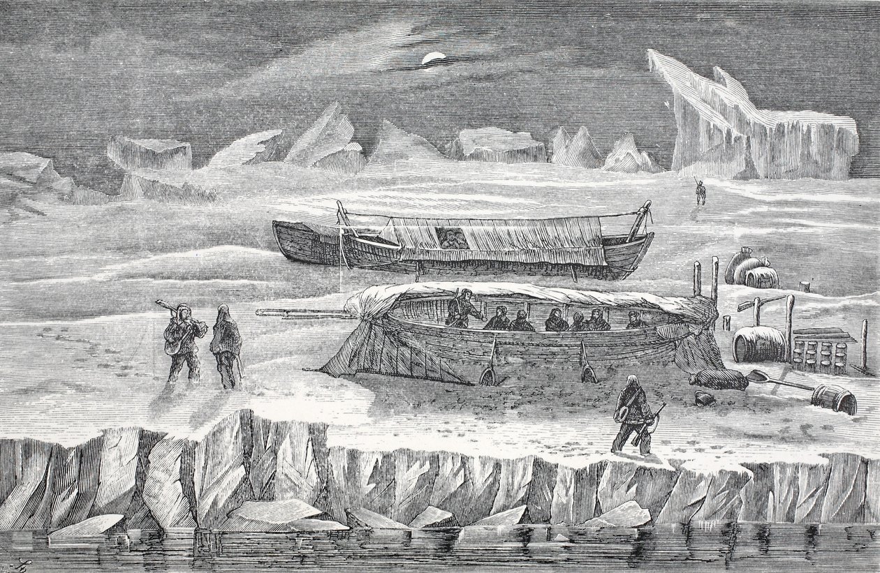 Bivouac in Boats, pub. Lontoo 1874 tekijältä German School