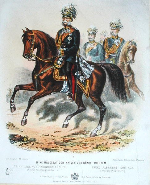 Keisari Vilhelm I (1797-1888) hevosen selässä tekijältä German School