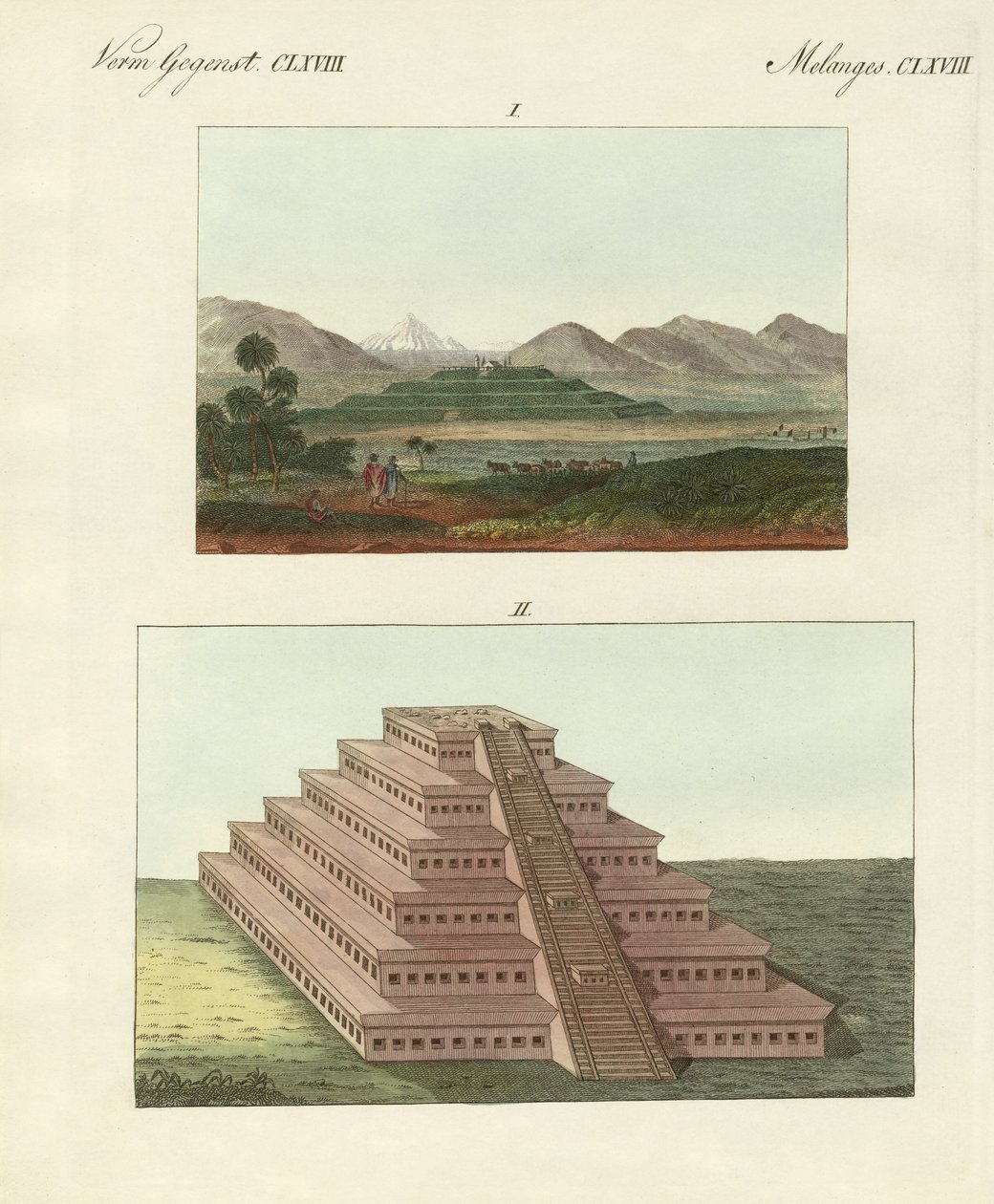 Meksikon pyramidit (värillinen kaiverrus) tekijältä German School