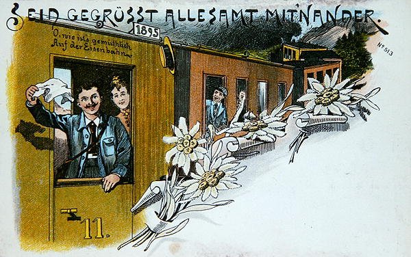 Matkamuistotervehdyspostikortti, n. 1900 (värilitho) tekijältä German School