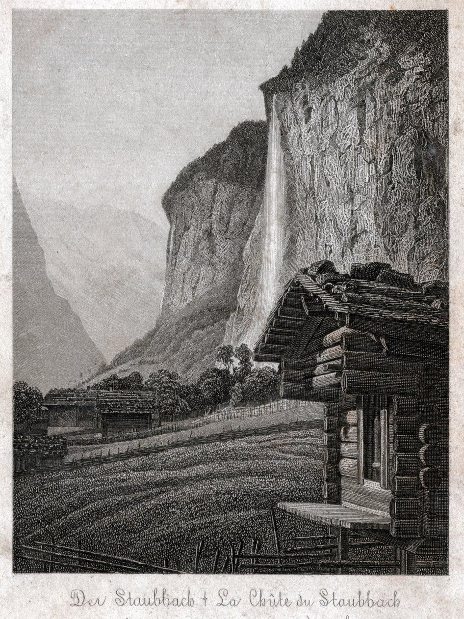 Staubbachin vesiputous. (kaiverrus, n. 1830) tekijältä German School