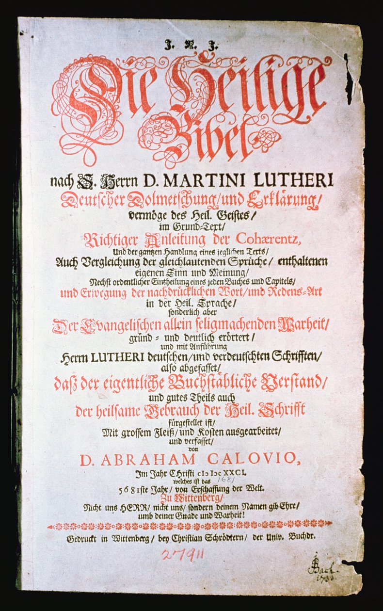 Pyhä Raamattu, voi. I., 1681 tekijältä German School