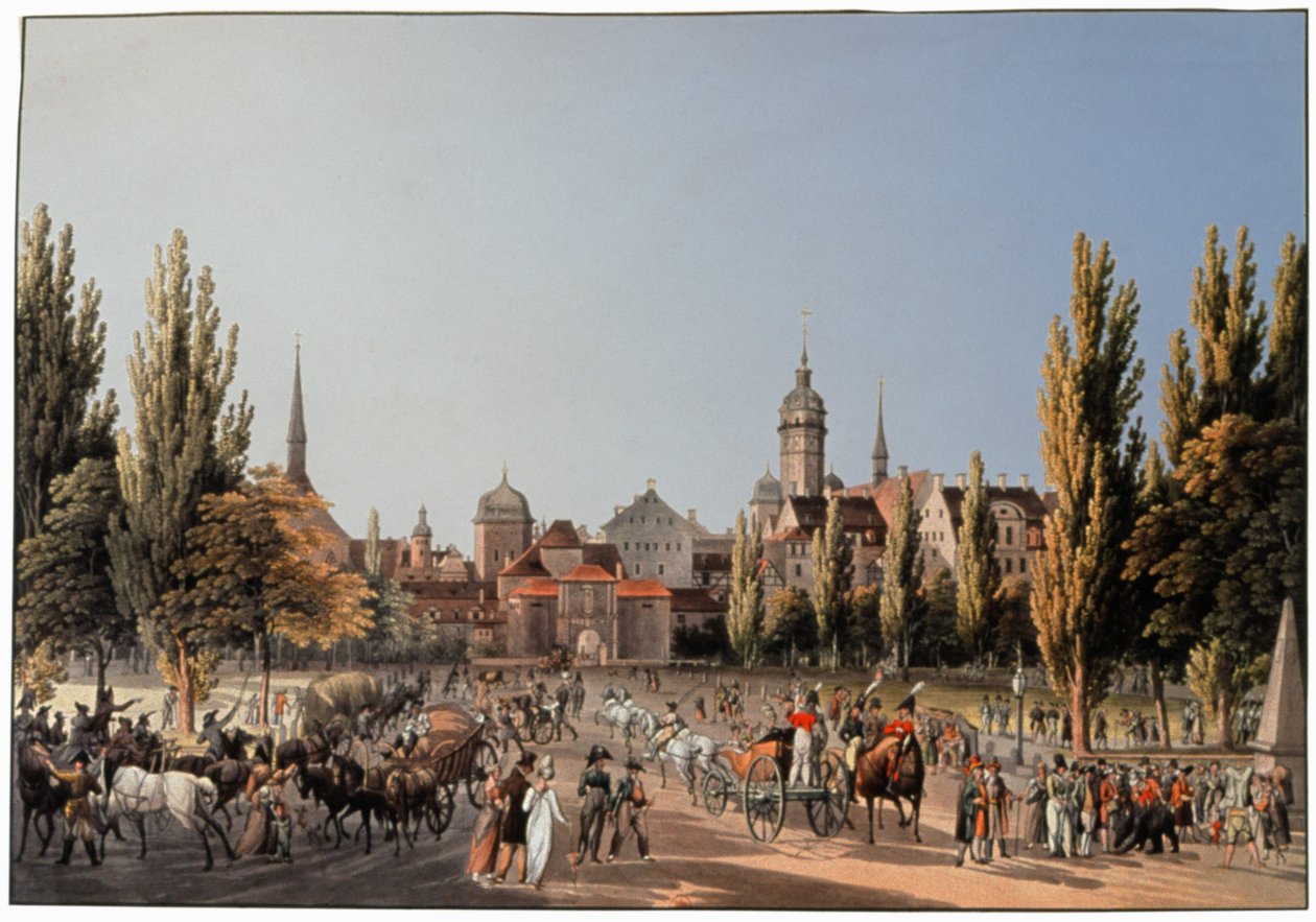 Leipzigin messut. noin 1810-20 (kaiverrus) tekijältä German School