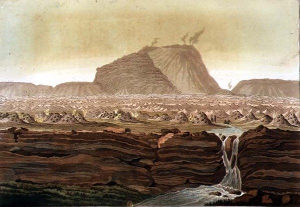 Jorullo Volcano, Meksiko (väri litho) tekijältä Gerolamo Fumagalli