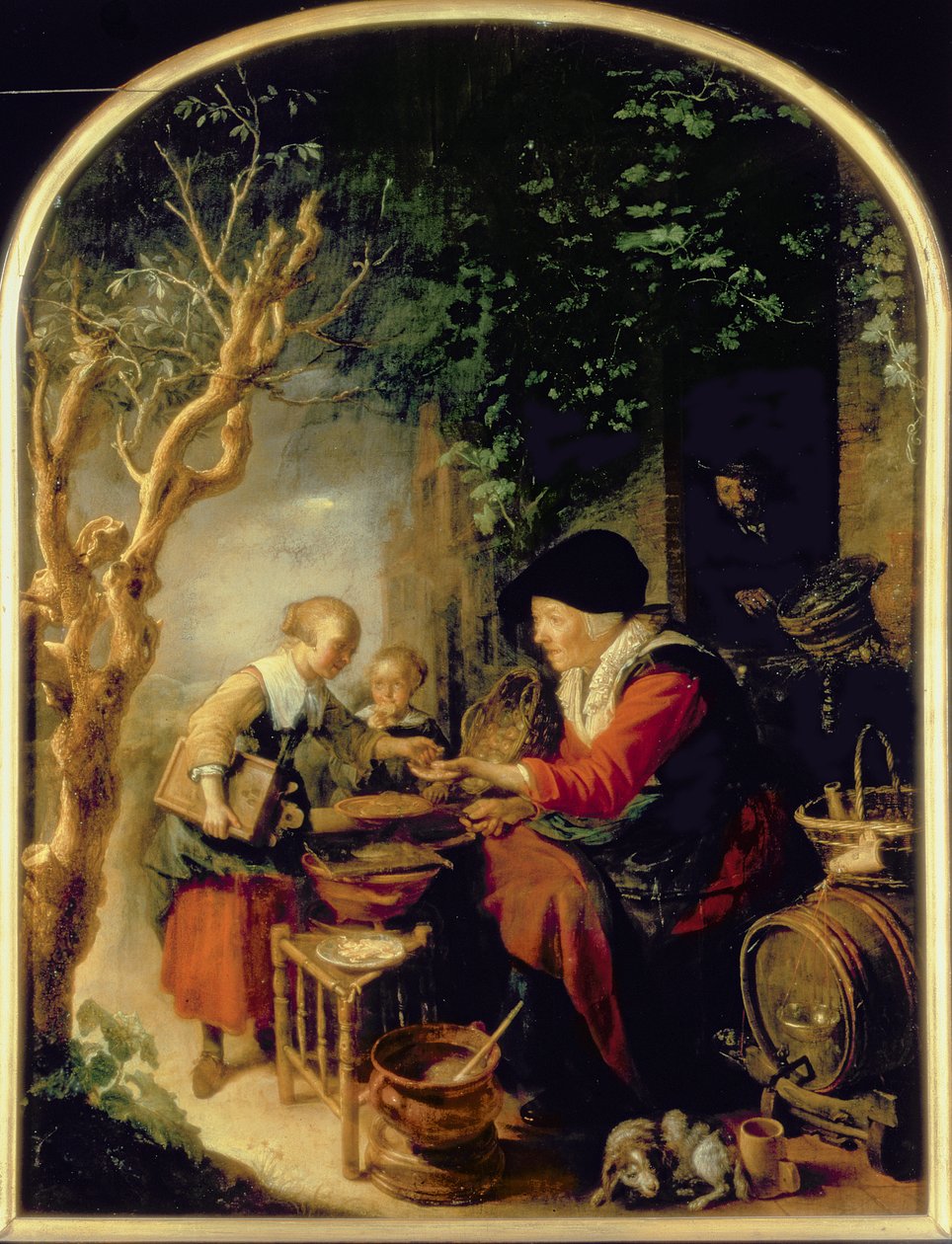 Pannukakkumyyjä, 1650-55 tekijältä Gerrit Dou