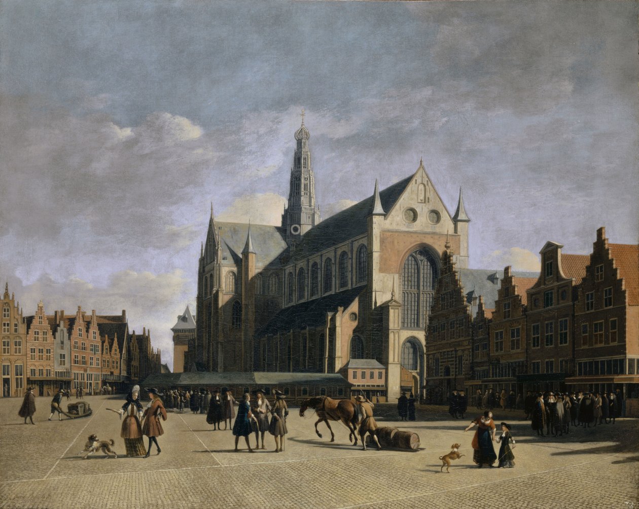 Grote Markt Haarlemissa, 1680-luku. tekijältä Gerrit Adriaensz Berckheyde