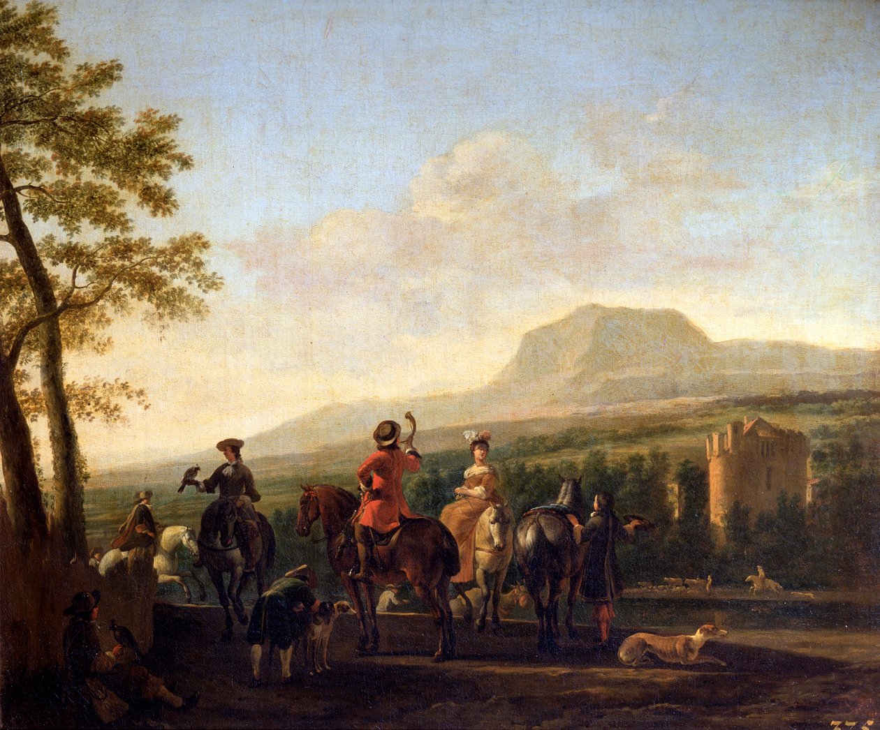 "Falconry", 1600-luku. tekijältä Gerrit Berckheyde