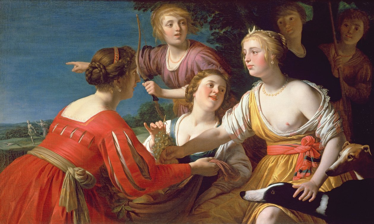Diana lepää metsästyksen jälkeen tekijältä Gerrit van Honthorst