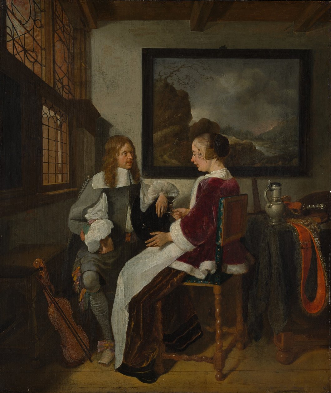Sentimental keskustelu, 1660-luvun alku. tekijältä Gerritsz Quiringh van Brekelenkam