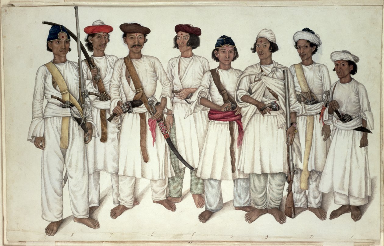 Kahdeksan gurkhaa, 1815 tekijältä Ghulam Ali Khan