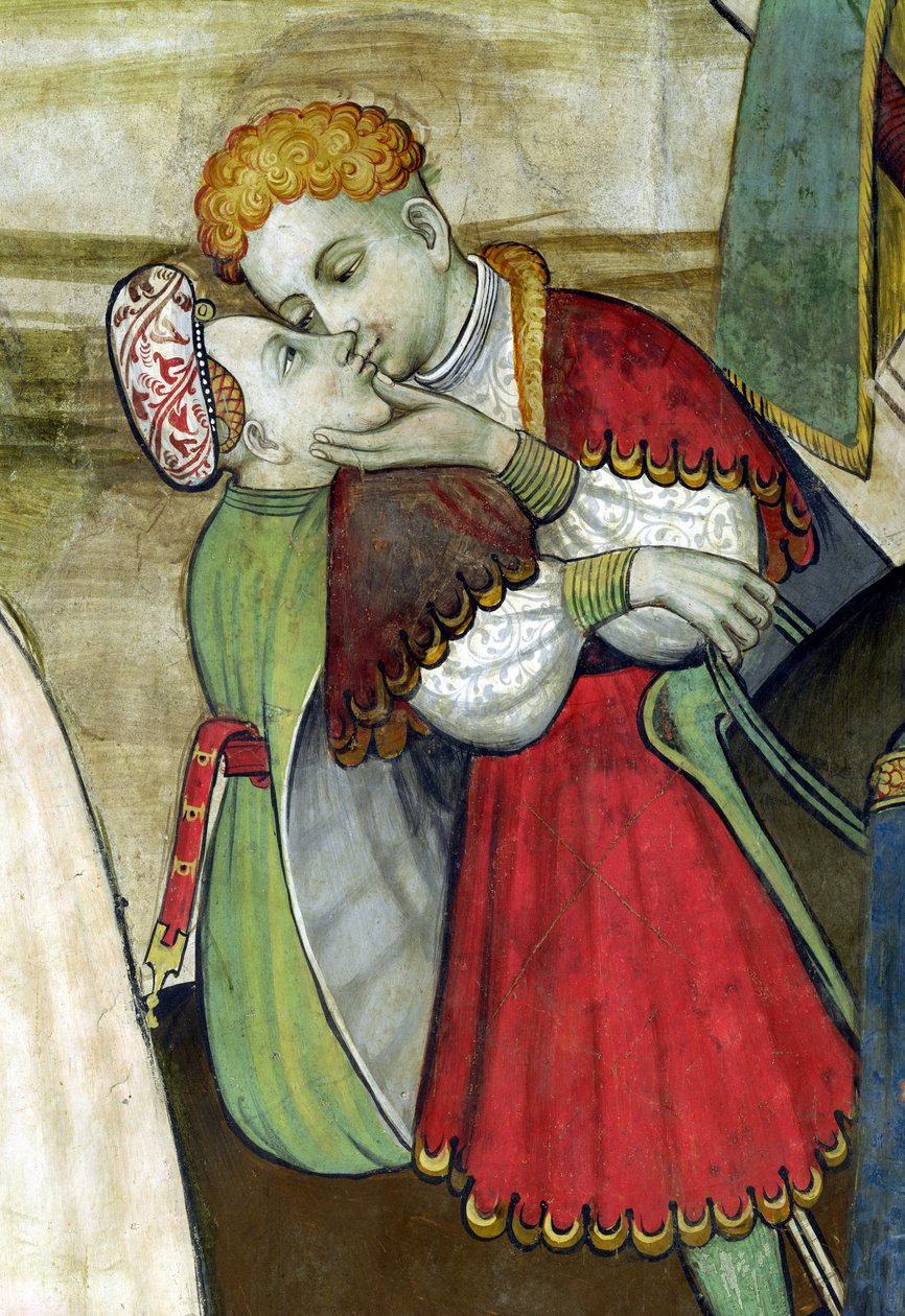 Elämän lähde, yksityiskohta halaavasta parista, 1418-30 tekijältä Giacomo Jaquerio