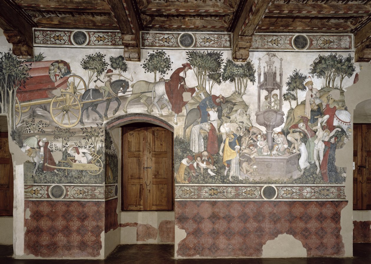 Elämän lähde, yksityiskohta matkasta suihkulähteelle, 1418-30 tekijältä Giacomo Jaquerio