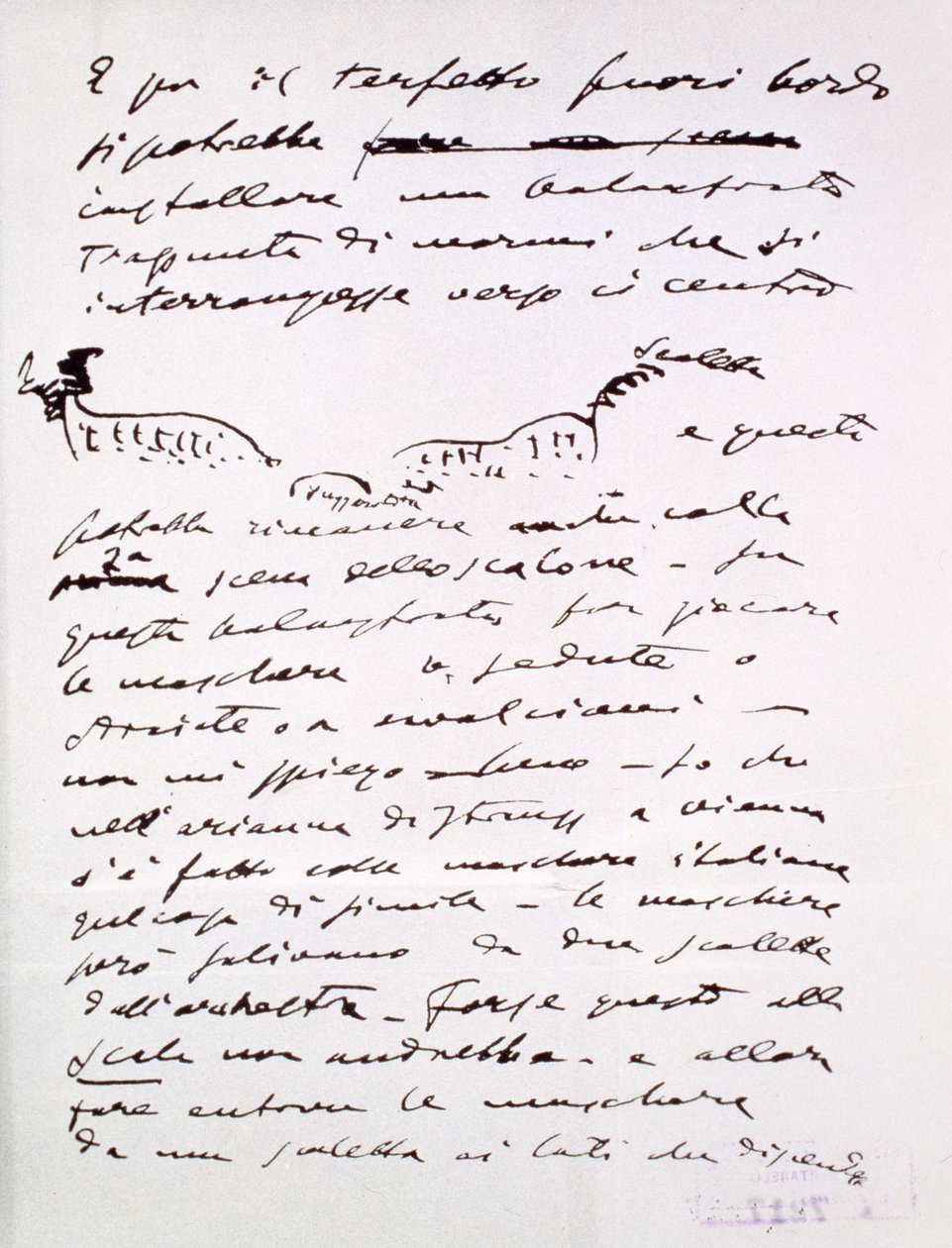 Kirje (muste paperille) tekijältä Giacomo Puccini