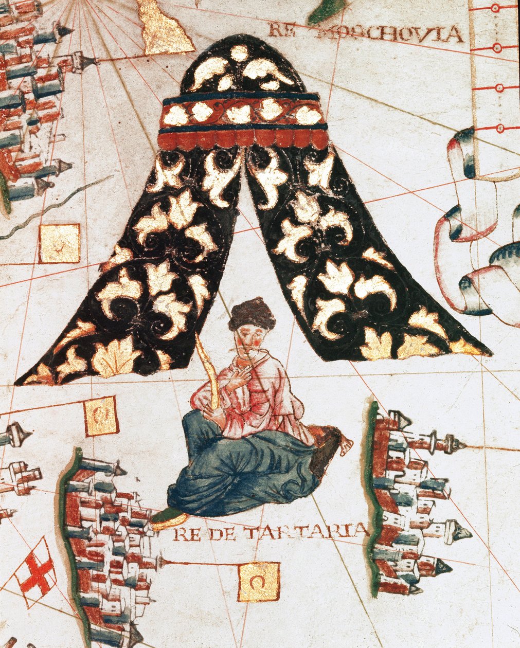 Tataarien kuningas (Pienoismalli, n. 1563) tekijältä Giacomo Maggiolo