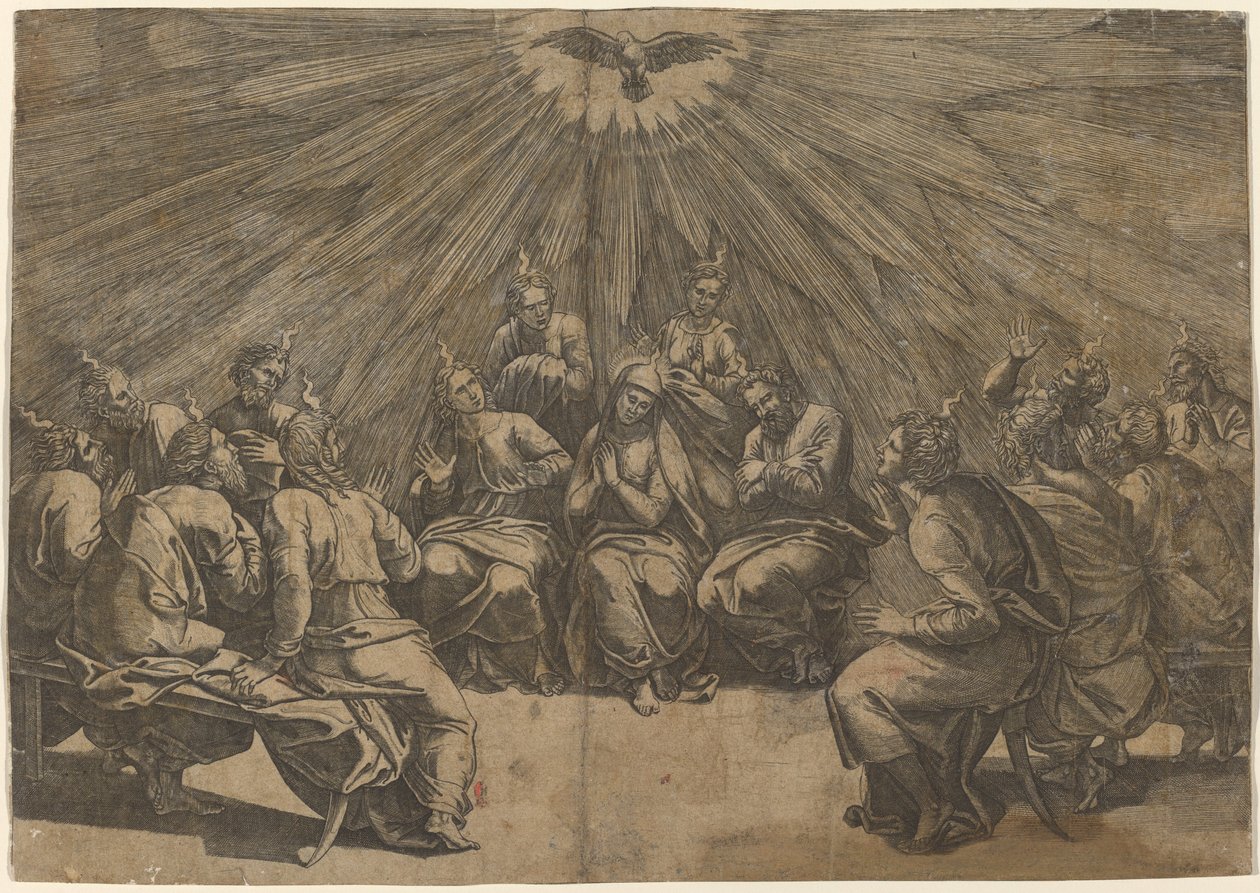 Helluntai tekijältä Gian Jacopo Caraglio after Raphael